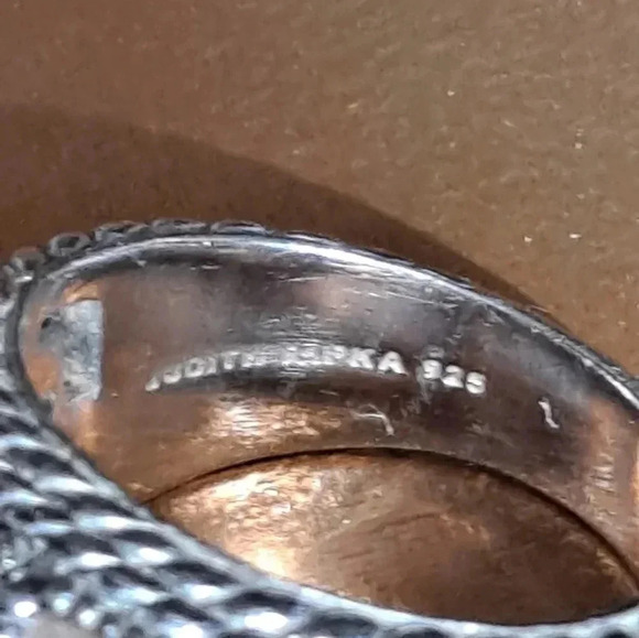 Judith Ripka 925 silver ring with White and Pearlescent Stones EUC - Picture 5 of 10